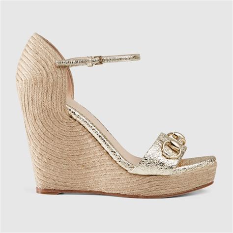 gucci carolina metallic leather corded wedge sandals|gucci wedge sandals on sale.